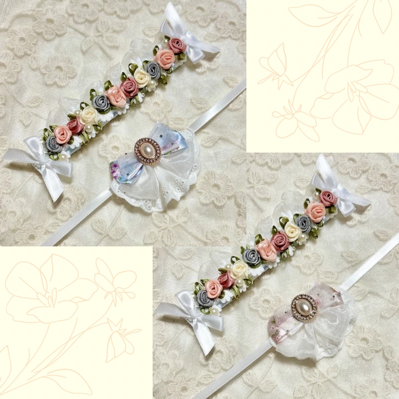 お花のヘッドドレスとスタイのセット