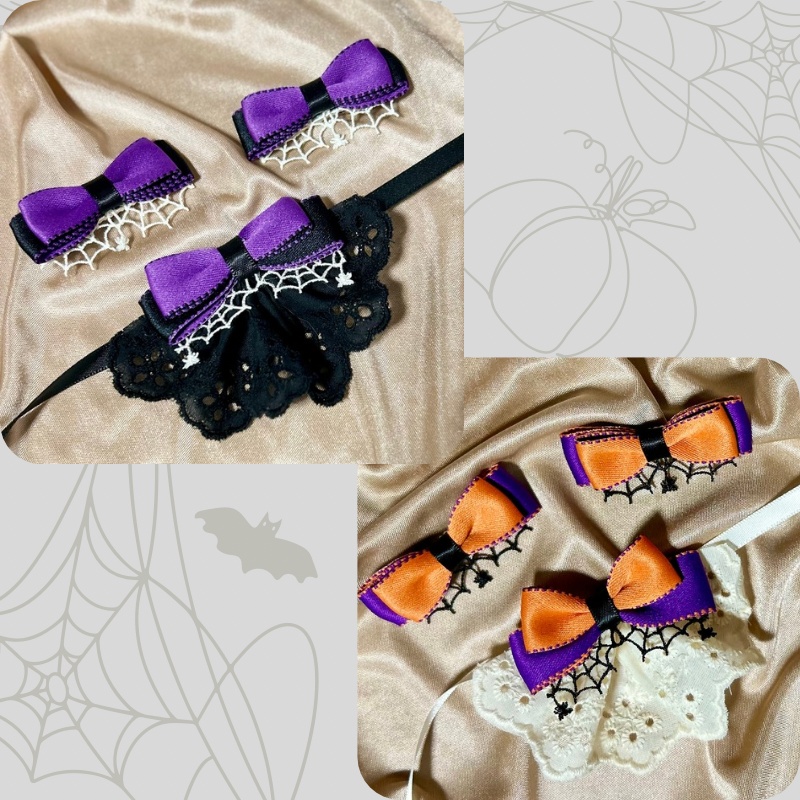クモの巣レースのハロウィンリボン&スタイのセット