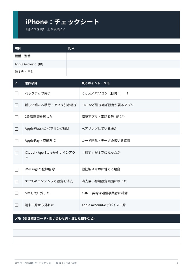 スマホ・PCを売る前にすることチェックリスト|初期化とGoogleアカウント・Apple IDの解除の順番【PDF18頁】