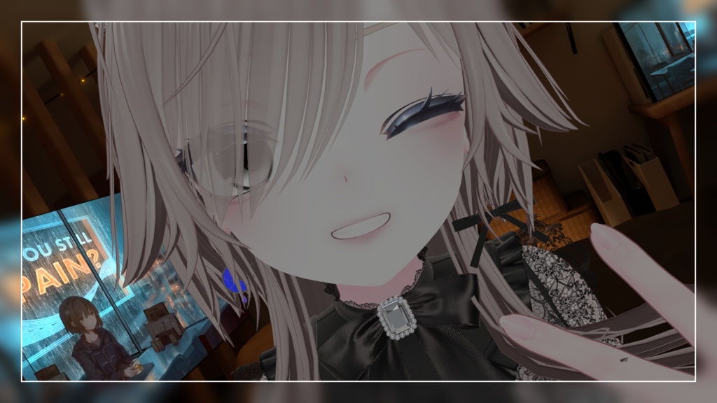 【VRC想定】つよびリボン ピアス/ピンキーリング2点セット