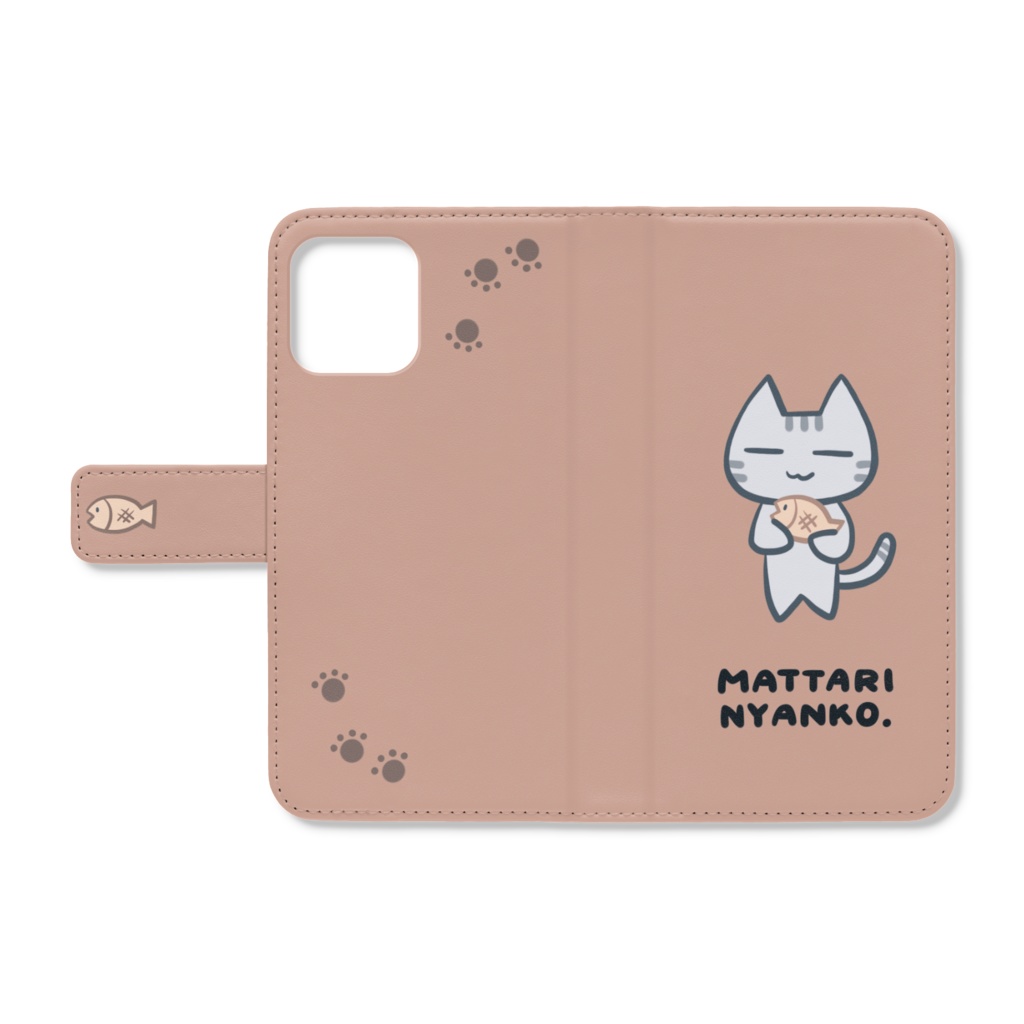 お魚にゃんこ手帳型iPhoneケース