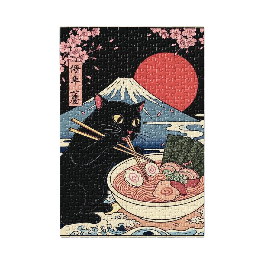 黒猫ラーメン朝日富士浮世絵 ジクソーパズル300