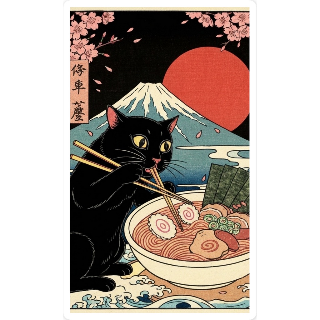 黒猫ラーメン スマホステッカー