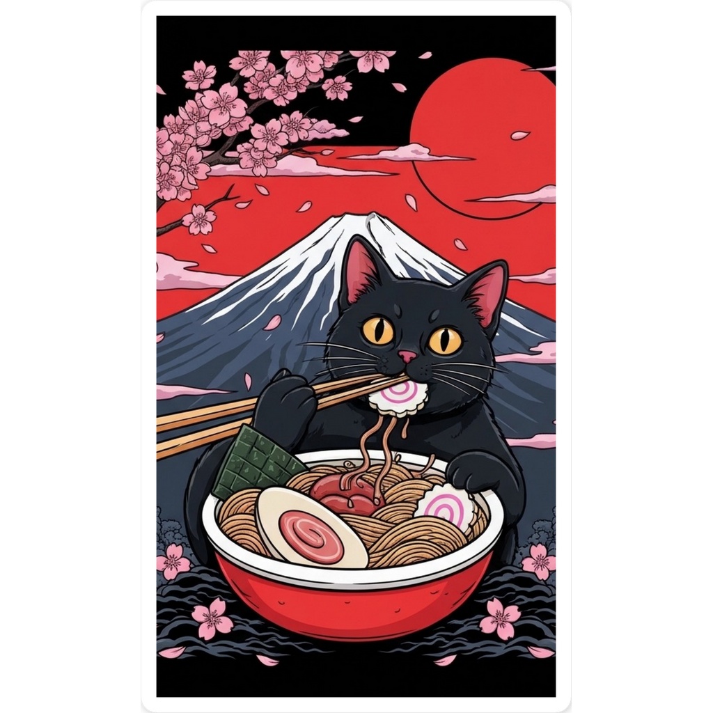 黒猫ラーメン富士スマホステッカー