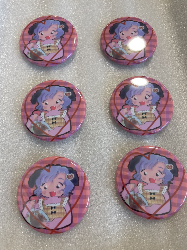 バレンタインバッジ みみちが絵描いたよ