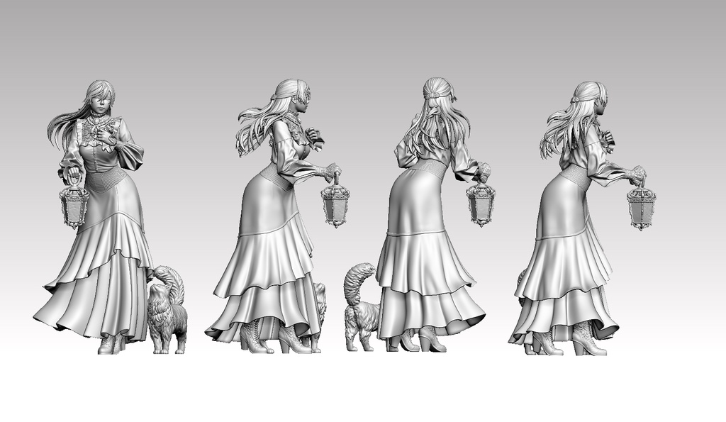 『ランタンを持った淑女』stl file for 3Dprinting
