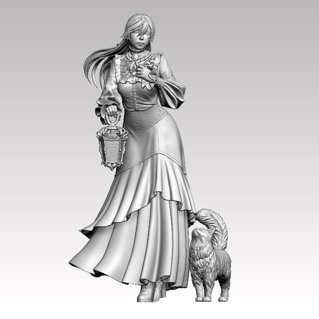 『ランタンを持った淑女』stl file for 3Dprinting