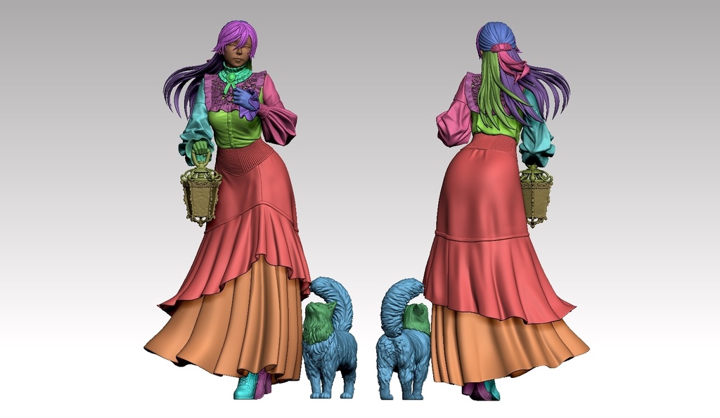 『ランタンを持った淑女』stl file for 3Dprinting