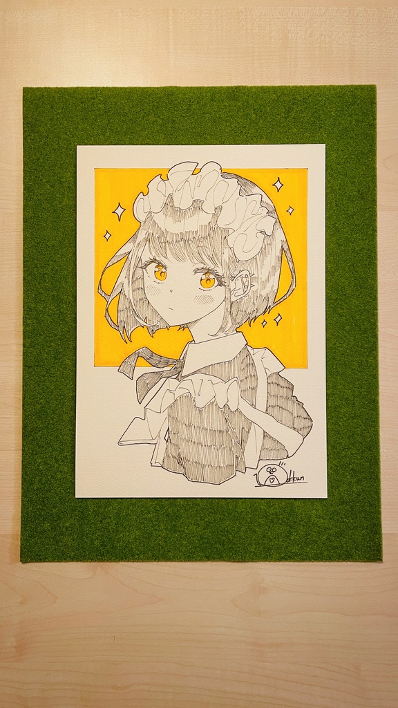 【原画/アート】「見返りメイド図」(一点物/額付き)