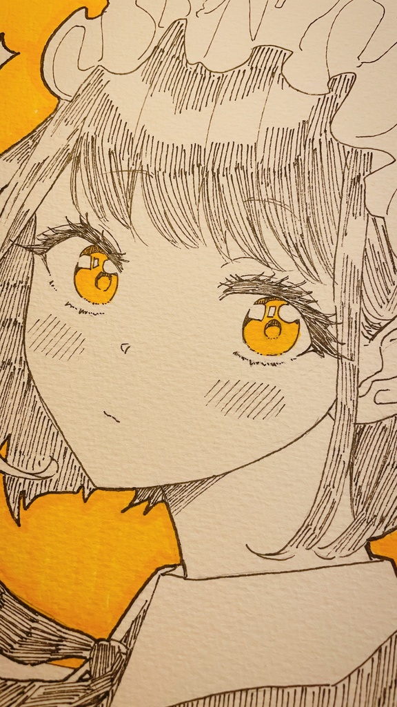 【原画/アート】「見返りメイド図」(一点物/額付き)