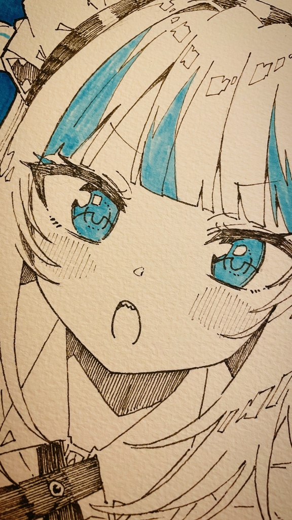 【原画/アート】「サメイド図/Gawr Gura」(一点物)