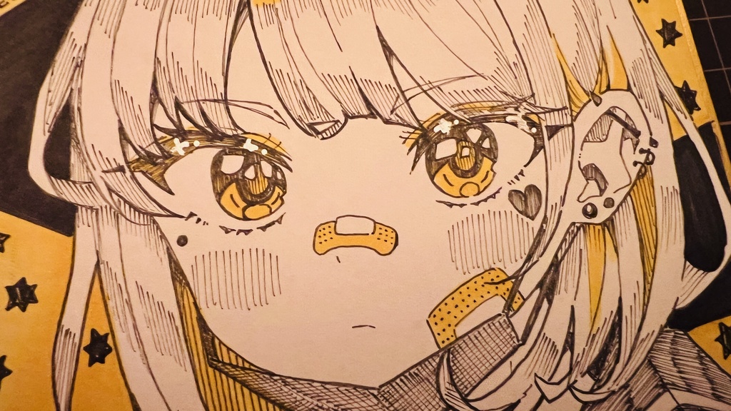 【アナログ原画】ミニ色紙「勝ちに行く」/The original drawing