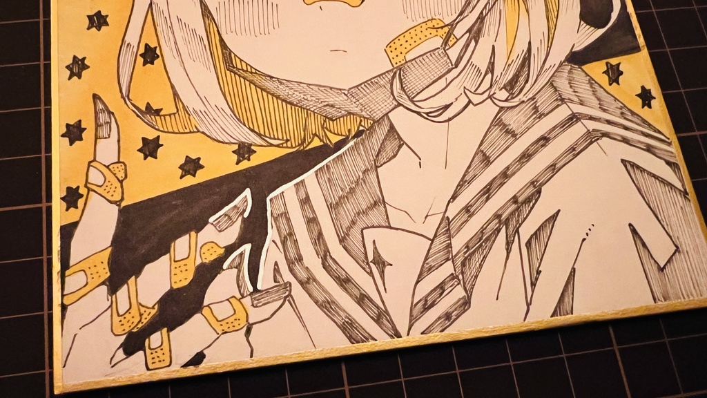 【アナログ原画】ミニ色紙「勝ちに行く」/The original drawing