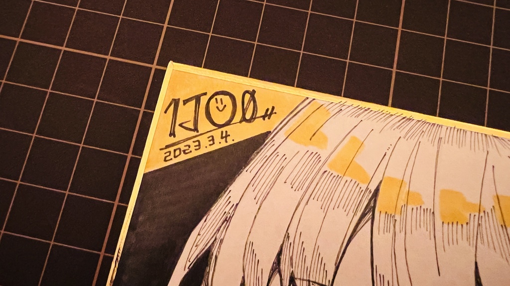 【アナログ原画】ミニ色紙「勝ちに行く」/The original drawing