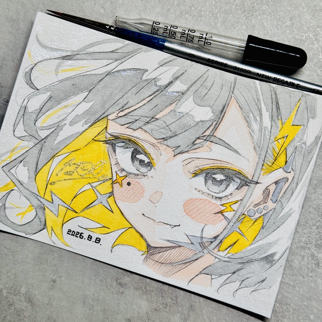 【アナログ水彩画】雷電【限定一点モノ】
