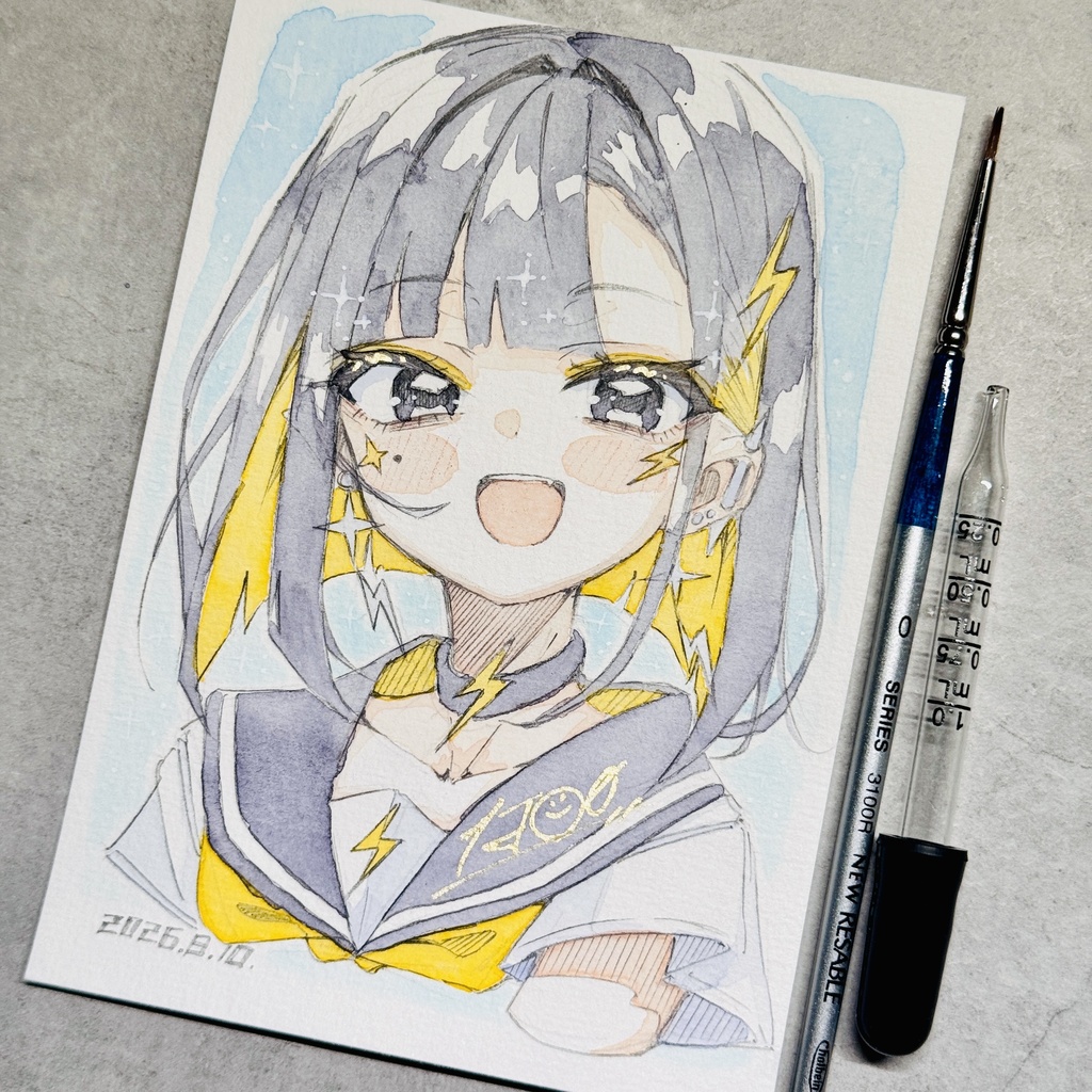 【水彩画】雷電【限定一点モノ】