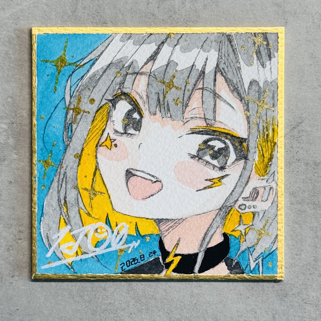 【アナログ原画】雷電【水彩画/豆色紙】
