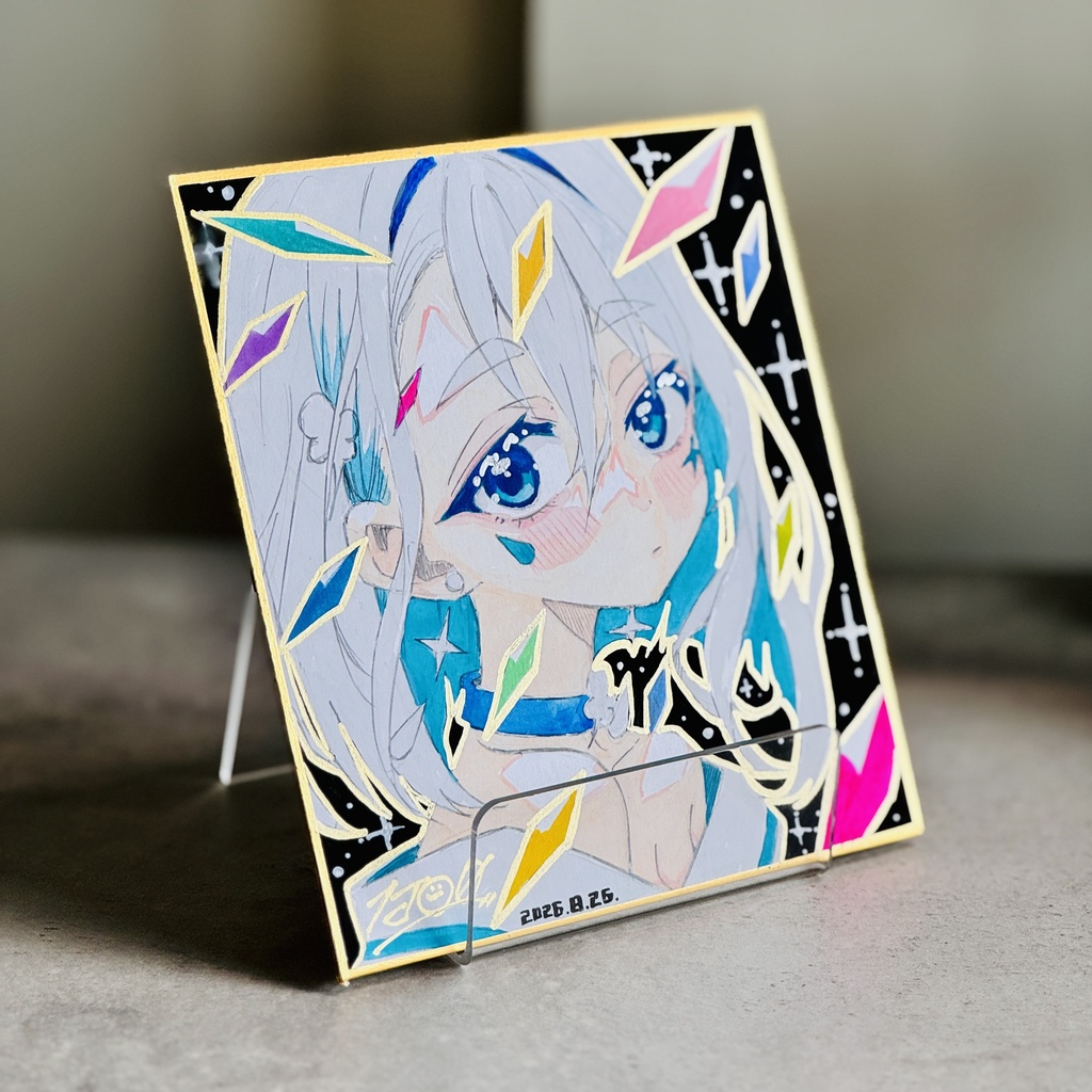 【アナログ原画】風天【ミニ色紙/水彩画】