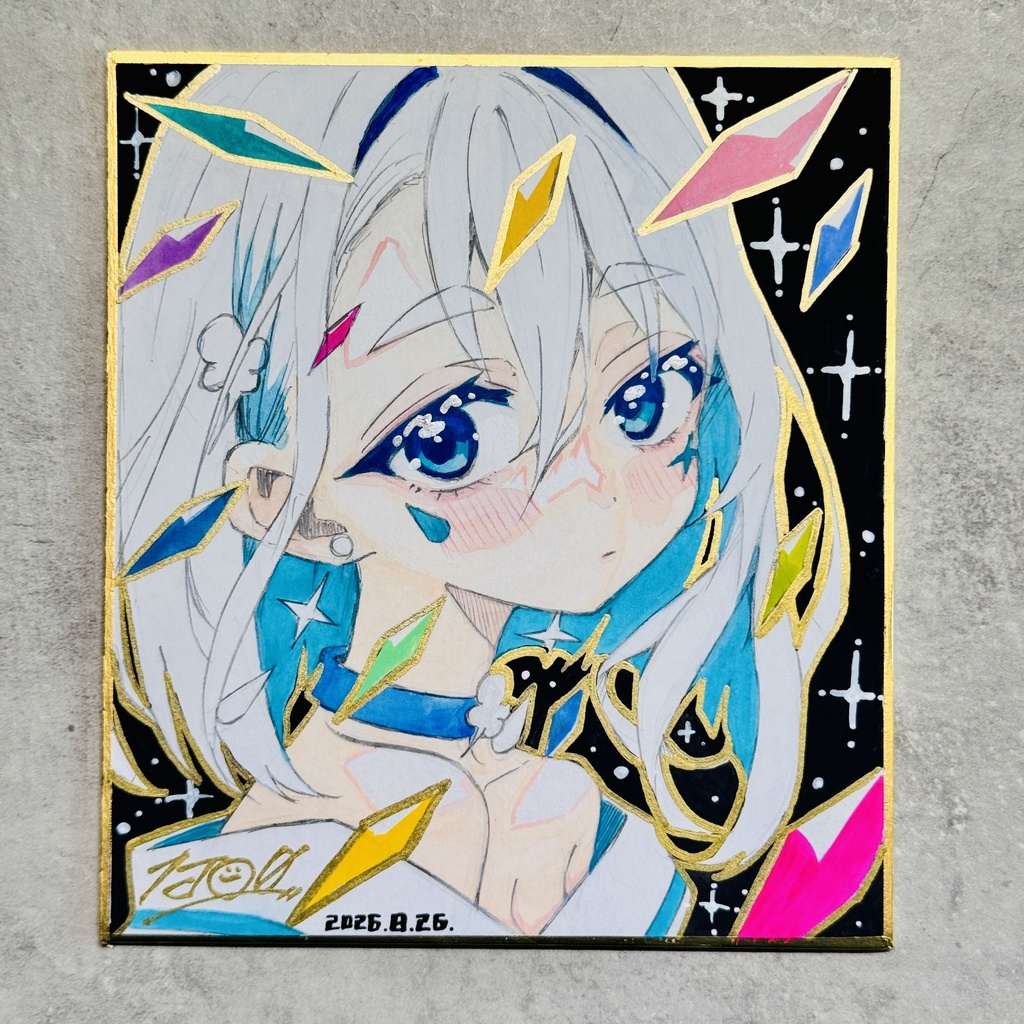 【アナログ原画】風天【ミニ色紙/水彩画】