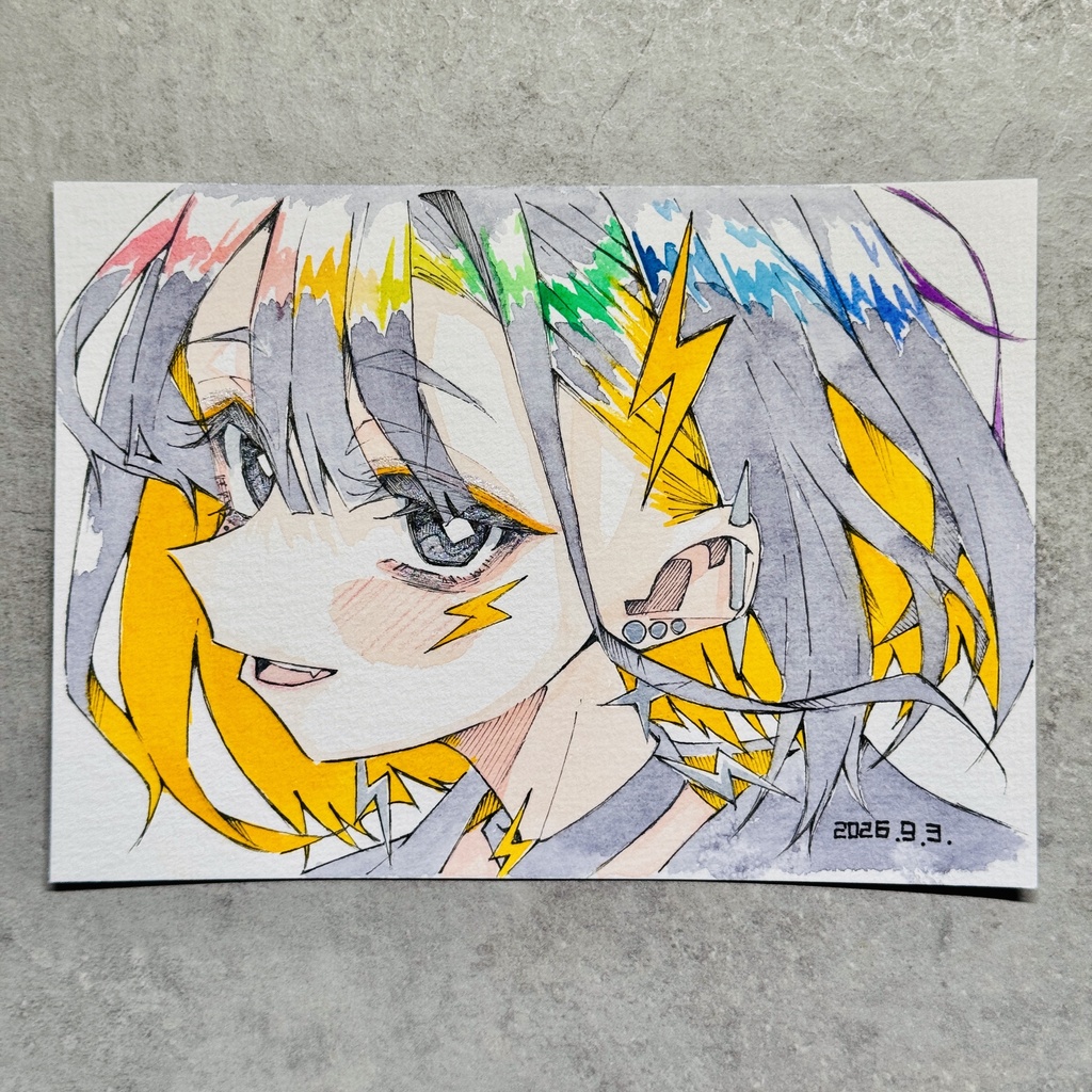 【アナログ原画】雷電【水彩画】