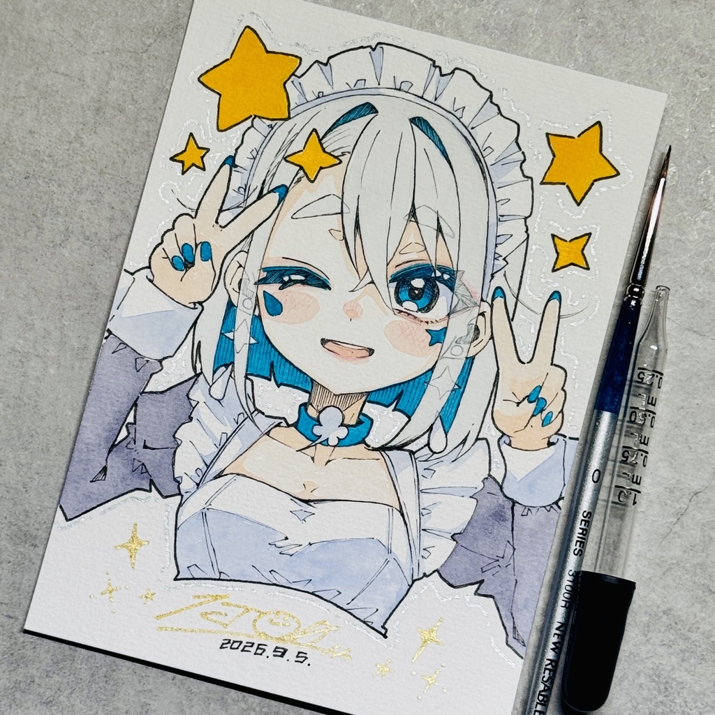 【アナログ原画】メイド風天【水彩画】