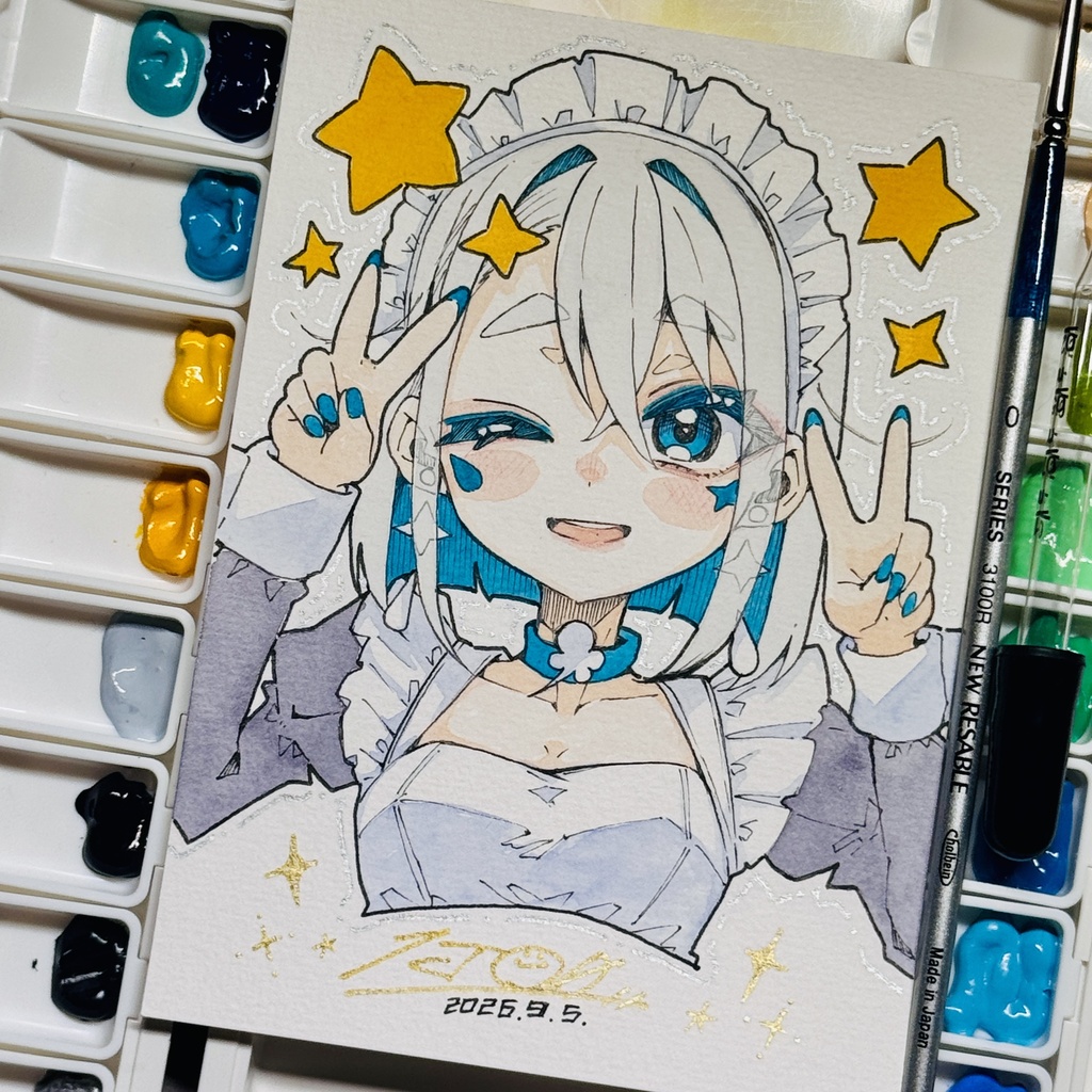 【アナログ原画】メイド風天【水彩画】