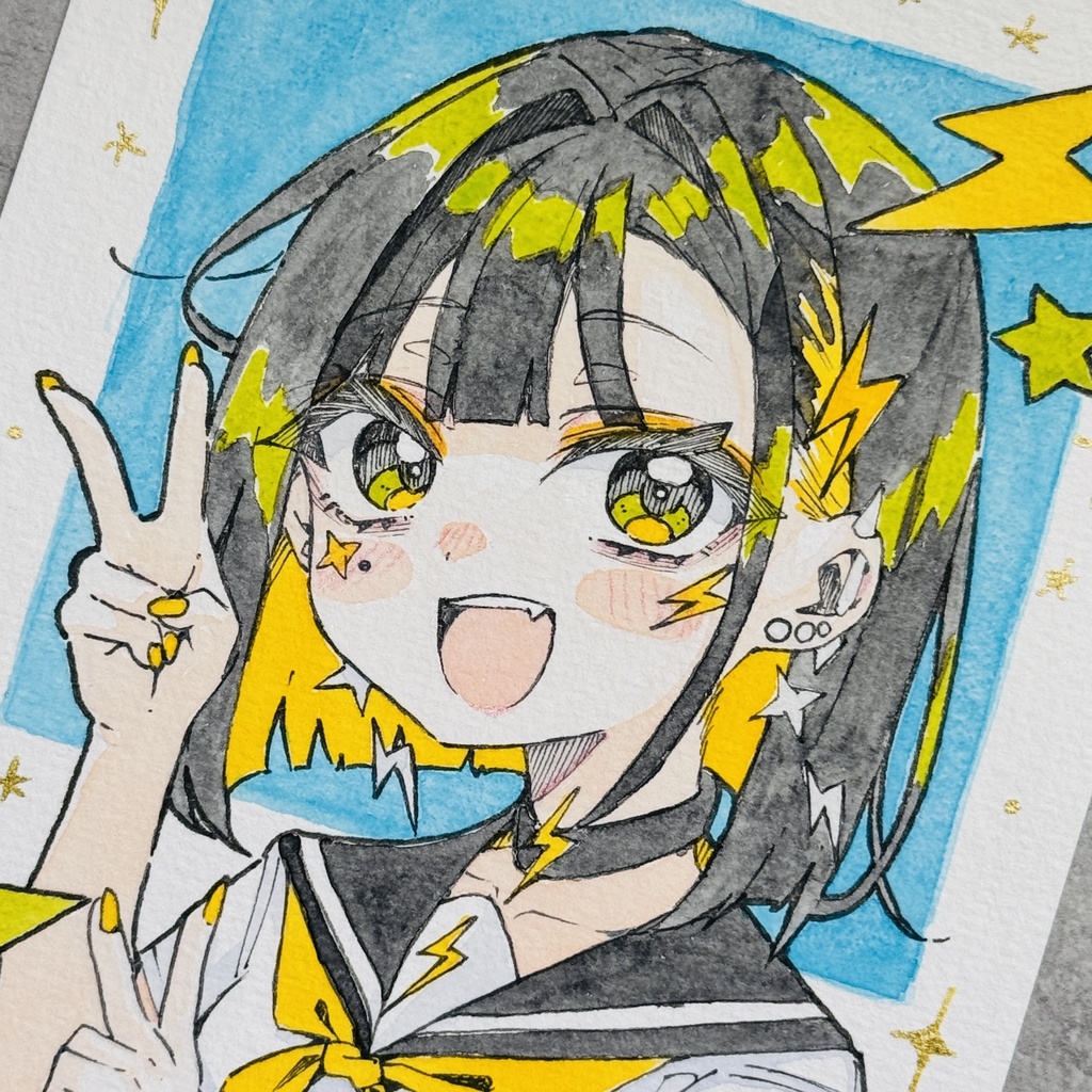 【アナログ原画】雷電【水彩画】