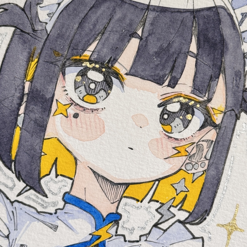 【アナログ原画】メイドビキニツインテ雷電【水彩画】