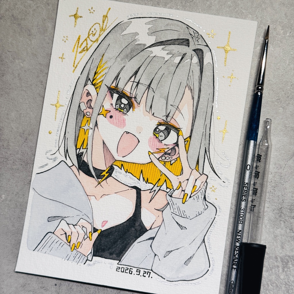 【アナログ原画】私服雷電【水彩画】