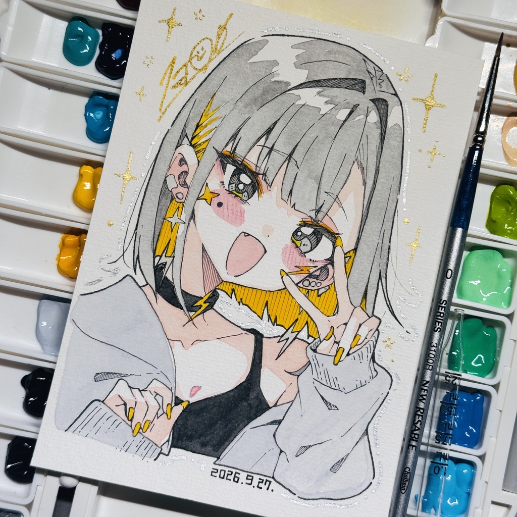 【アナログ原画】私服雷電【水彩画】