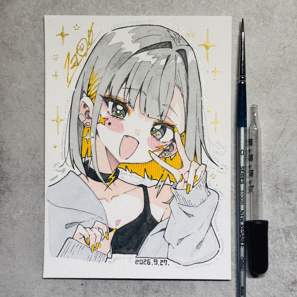 【アナログ原画】私服雷電【水彩画】