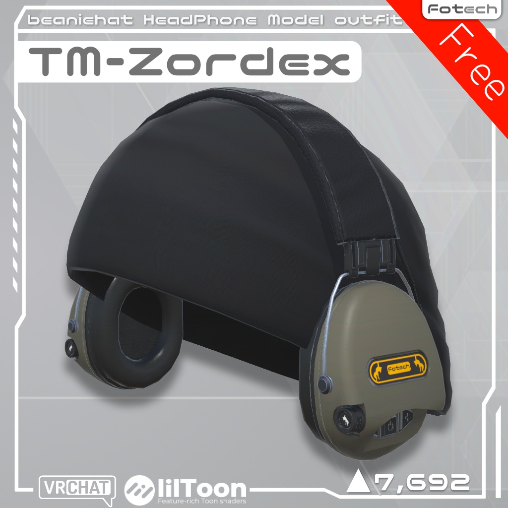 【期間限定無料】【3Dモデル】ヘッドフォン&ビーニー帽 TM-Zordex