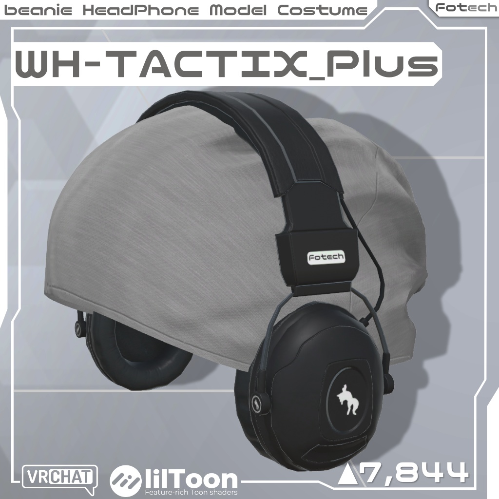 【3Dモデル】ヘッドフォン&ビーニー帽 WH-TACTIX_Plus