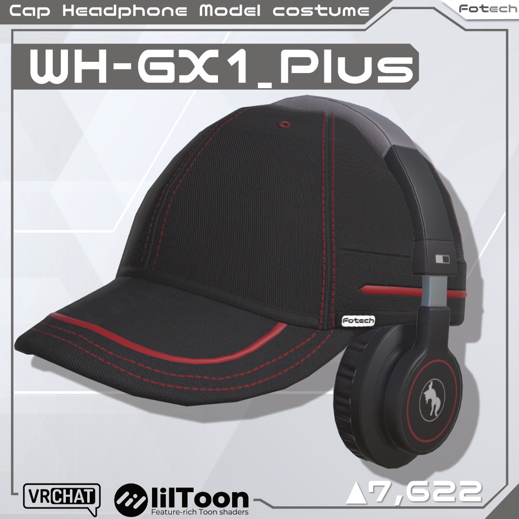 【3Dモデル】ヘッドフォン＆キャップ WH-GX1_Plus