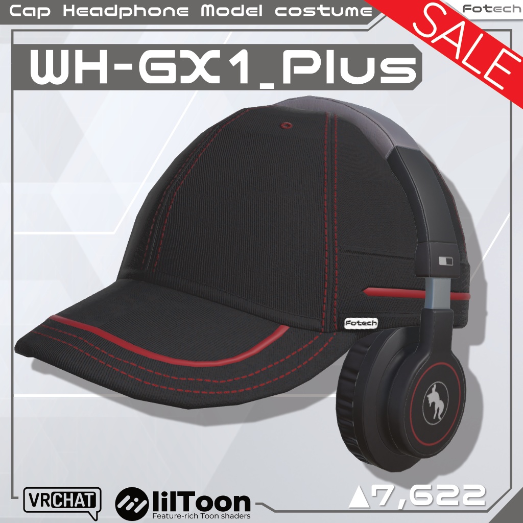 【記念セール中500円→300円】【3Dモデル】ヘッドフォン&キャップ WH-GX1_Plus