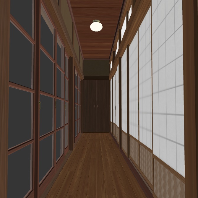 和室 十畳間、八畳間、床の間、縁側の3Dオブジェクト