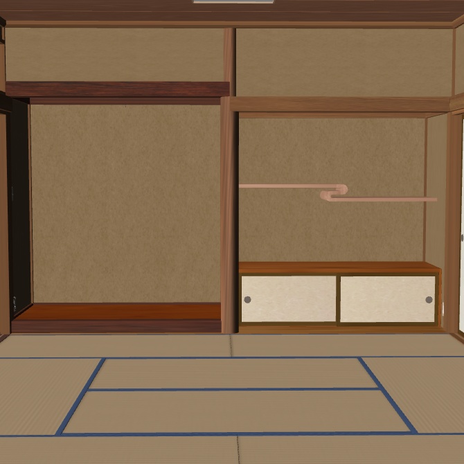 和室 十畳間、八畳間、床の間、縁側の3Dオブジェクト