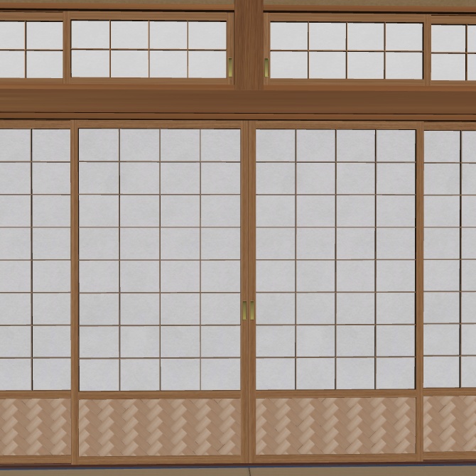 和室 十畳間、八畳間、床の間、縁側の3Dオブジェクト