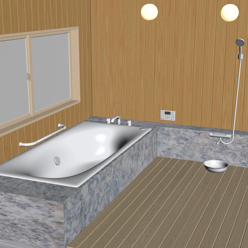 クリップスタジオ用　浴室の3Dオブジェクト素材