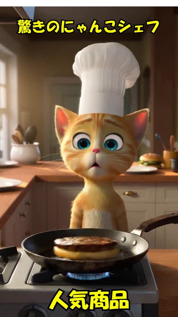 キャンバ動画テンプレート驚きのニャンコシェフシリーズ③