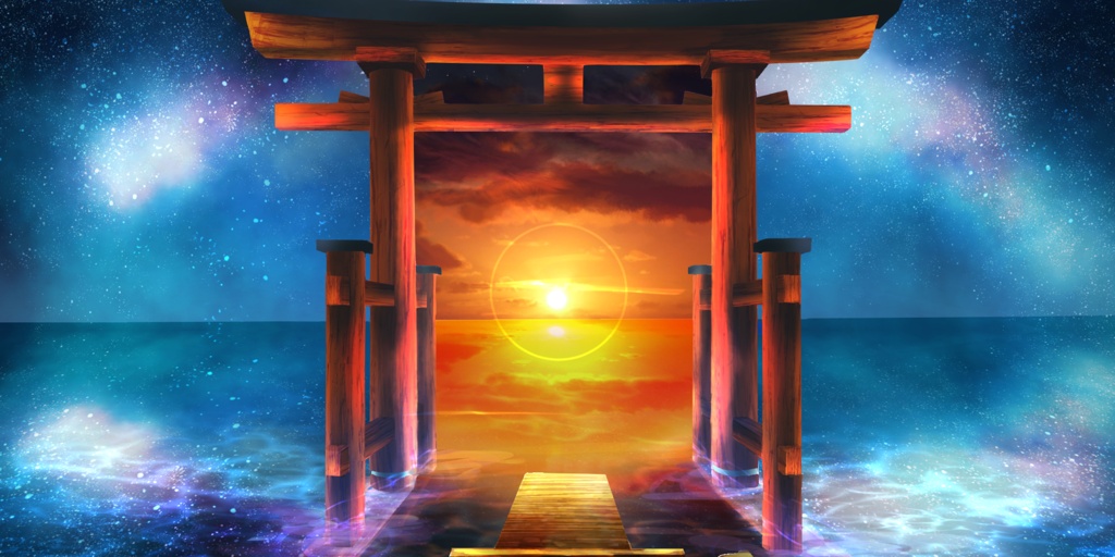 ファンタジー背景「星海を繋ぐ境界の鳥居」