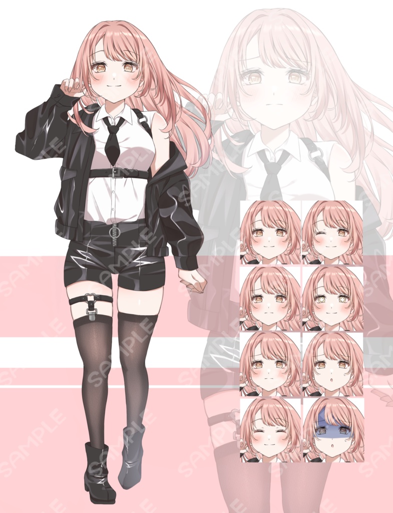 立ち絵素材02_レザージャケット女の子