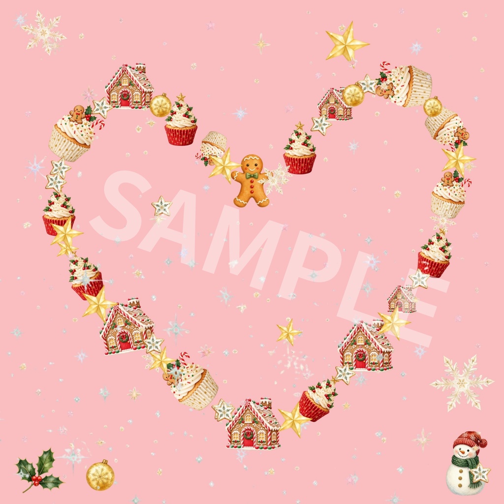 クリスマスのお菓子屋さん|かわいい水彩デジタルペーパー5枚セット