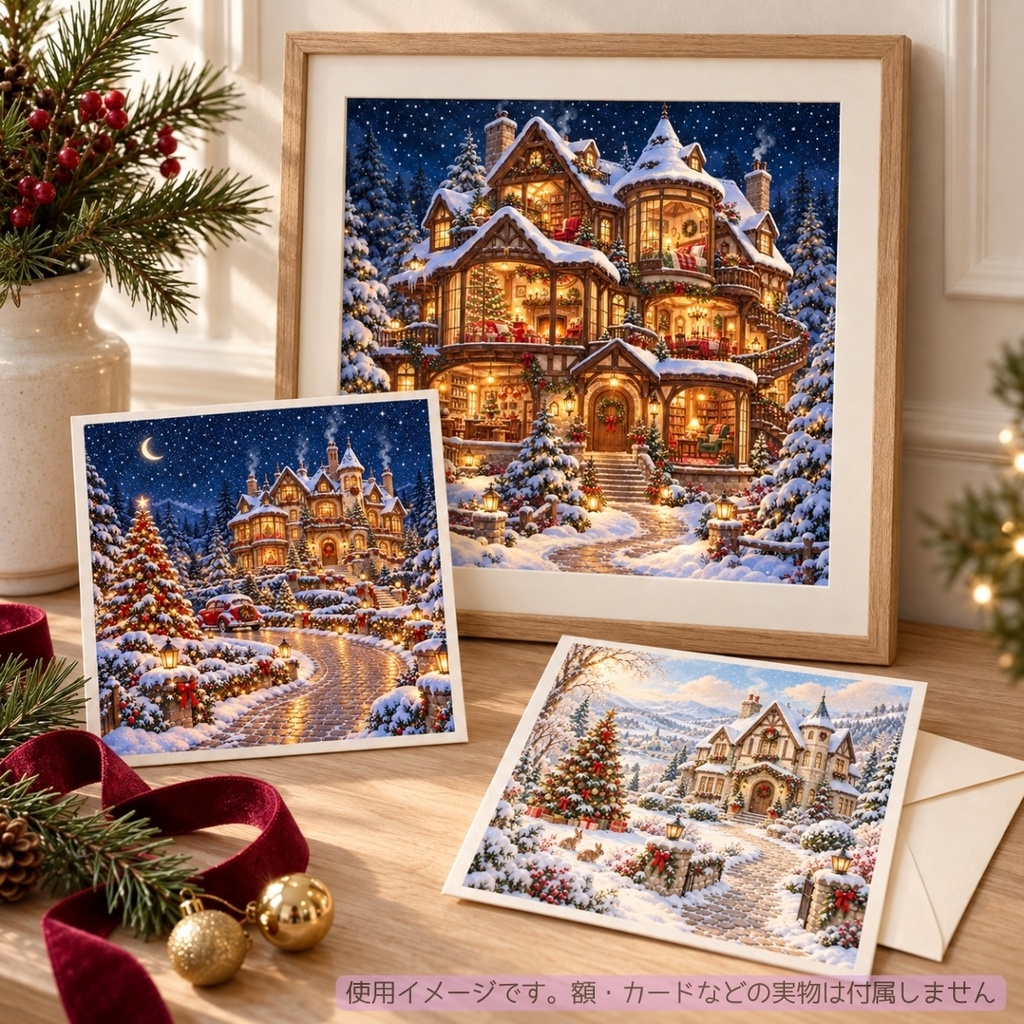おとぎの国のクリスマス|メルヘンな冬景色のデジタルペーパー5枚セット