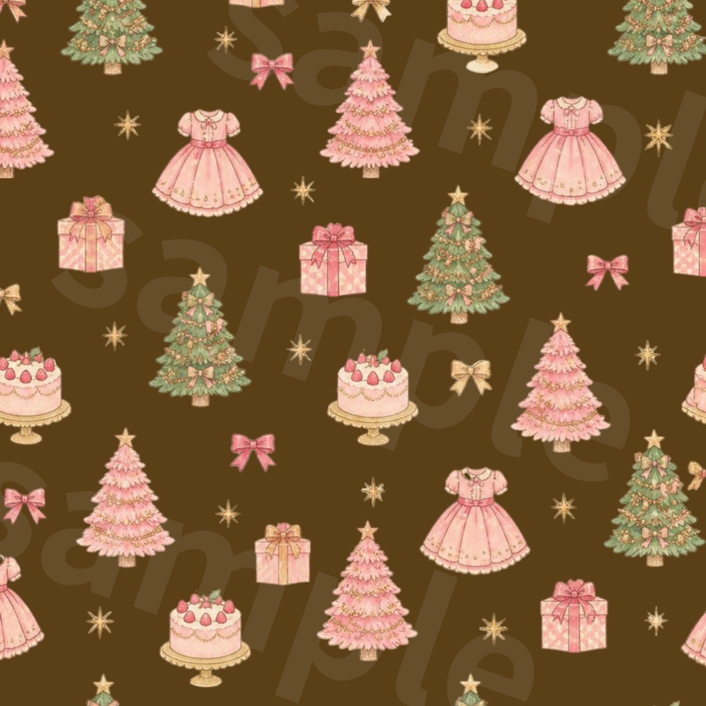 ガーリークリスマスのデジタルペーパー|背景素材7色セット