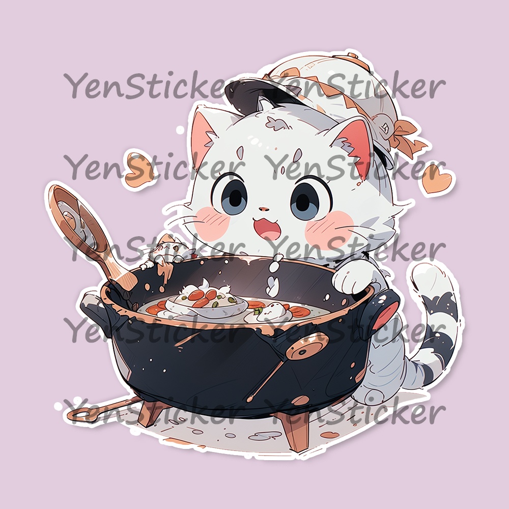 Cute digital design for sticker bundle (100P), Kitten doing daily activities - かわいいデジタルデザインステッカーバンドル(100P)、日々の活動を行う子猫