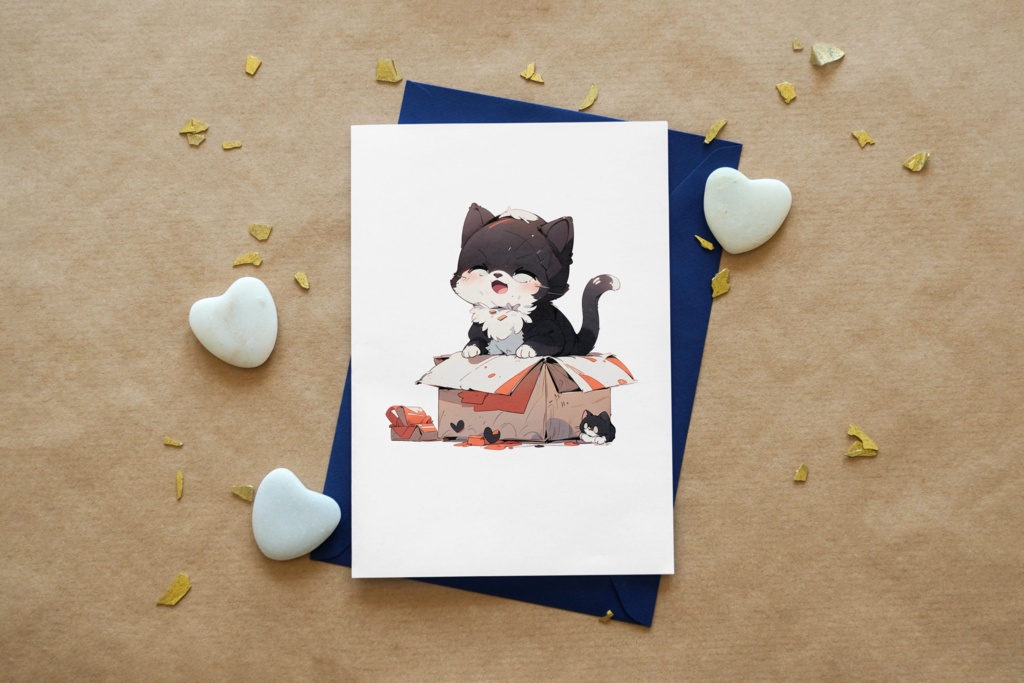 Cute digital design for sticker bundle (30P), Puppy sitting in a box - かわいいデジタルデザインステッカーバンド箱の中に座っている子犬