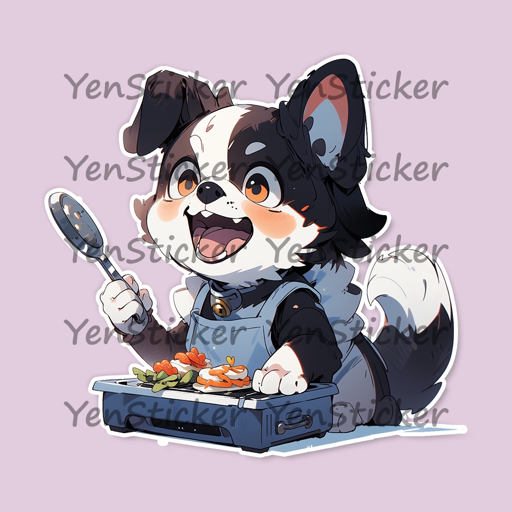 Cute digital design for sticker bundle (30P), Puppy cooking - かわいいデジタルデザインステッカーバンドル(30P)、子犬の料理