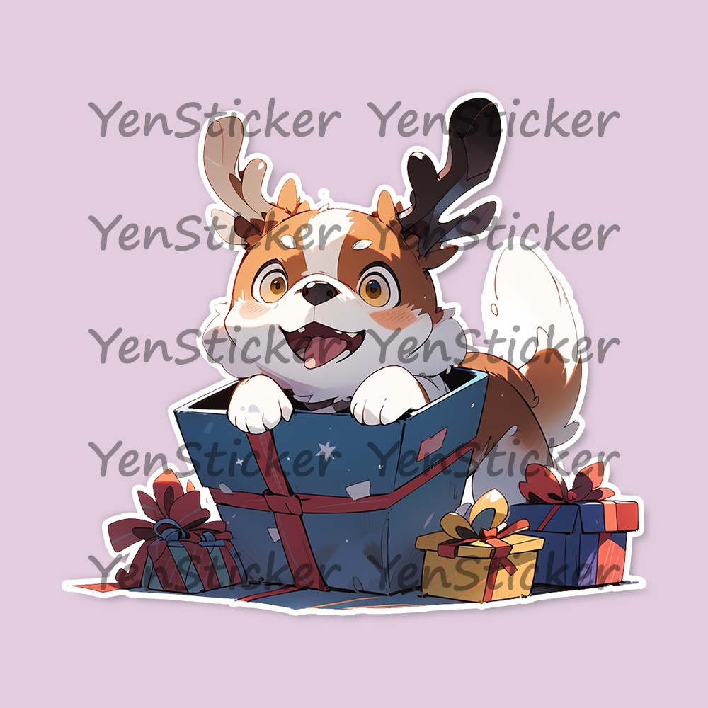 Cute digital design for sticker bundle (50P), Puppy and Christmas - かわいいデジタルデザインステッカーバンドル(50P)、子犬とクリスマス
