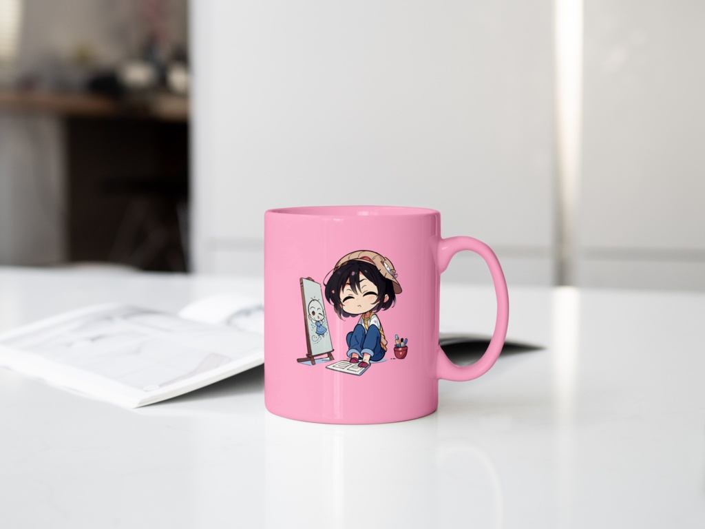 Cute digital design for sticker bundle (30P), Little girl painting- かわいいデジタルデザインステッカーバンドル(30P)、絵を描く少女